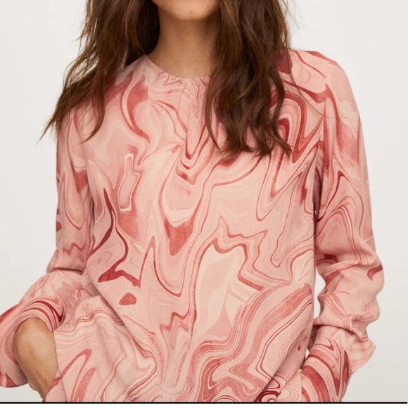 MANGO Marble-Print Blouse endource XXS NWT - Picture 9 of 9